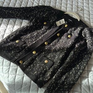 Women's Black and Gold Button Jacket